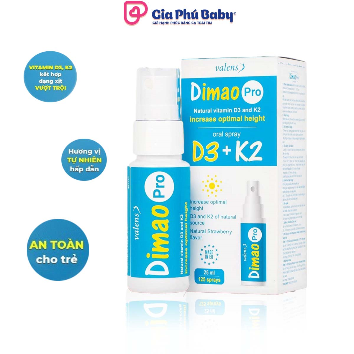 Dimao pro D3 K2 dạng xịt tăng chiều cao Valens Dimao pro Spray D3k2 hấp ...