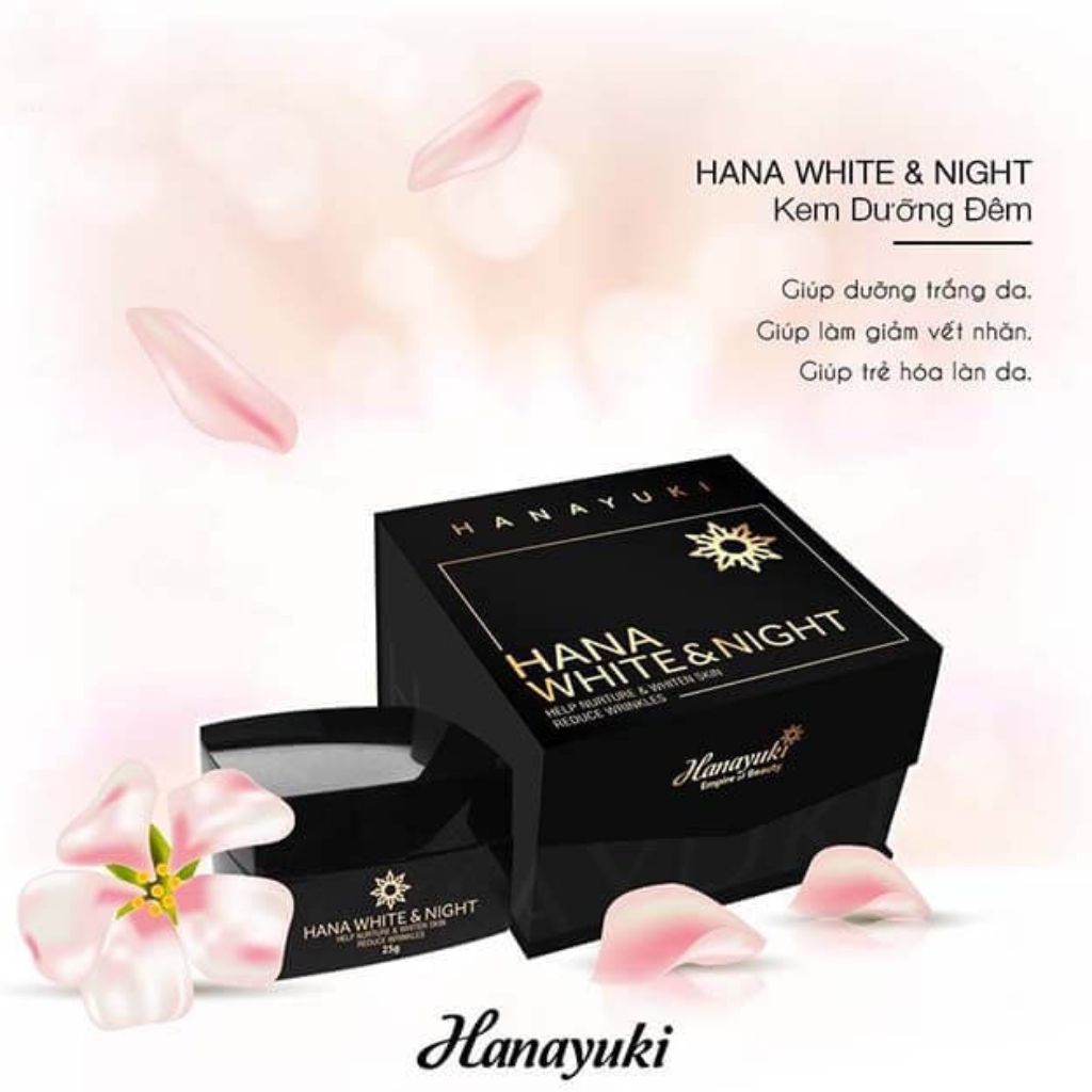 Mô tả Kem Dưỡng Trắng Da Mặt Hana White Night, Kem Face Dưỡng Ẩm Da Mặt Ban Đêm Hanayuki Chính Hãng 25g - 2