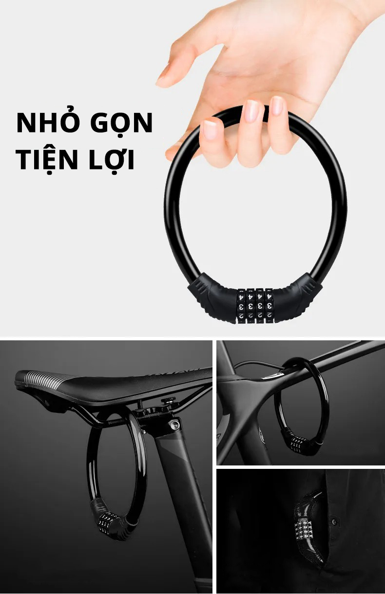 Mô tả Khóa Dây Xe Đạp Cleacco – Boro Sport | Lõi Thép Chống Cắt – Mật Mã 4 Số – Bảo Hành 12 Tháng | Mẫu Mới 2025 - 4
