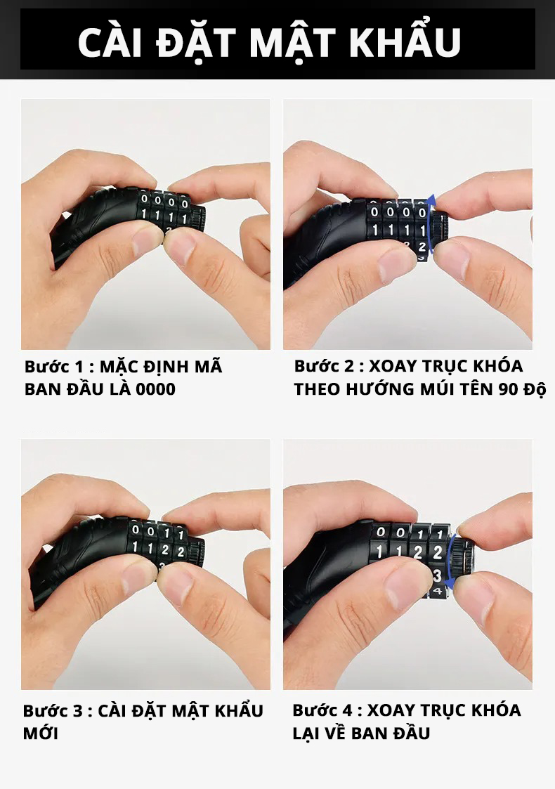 Mô tả Khóa Dây Xe Đạp Cleacco – Boro Sport | Lõi Thép Chống Cắt – Mật Mã 4 Số – Bảo Hành 12 Tháng | Mẫu Mới 2025 - 5