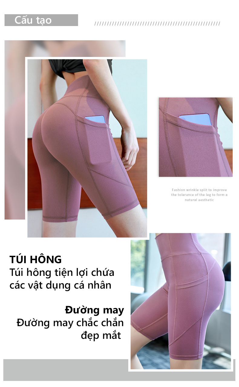 Mô tả Quần Legging Nữ Lửng Bảo Hành 12 Tháng Quần Yoga Nữ Chất Vải Dệt Thoáng Mát Co Giãn 4 Chiều Cleacco QLNL Boro Sport - 5