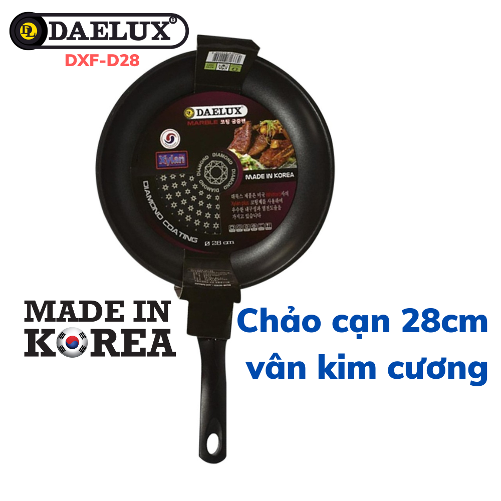 Mô tả Chảo cạn chống dính phủ vân kim cương Daelux 28cm Made in Korea DXF-D28 - 1
