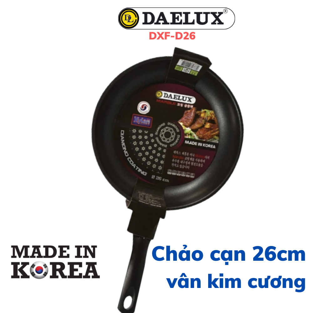 Mô tả Chảo cạn chống dính phủ vân kim cương Daelux 26cm Made in Korea DXF-D26 - 1