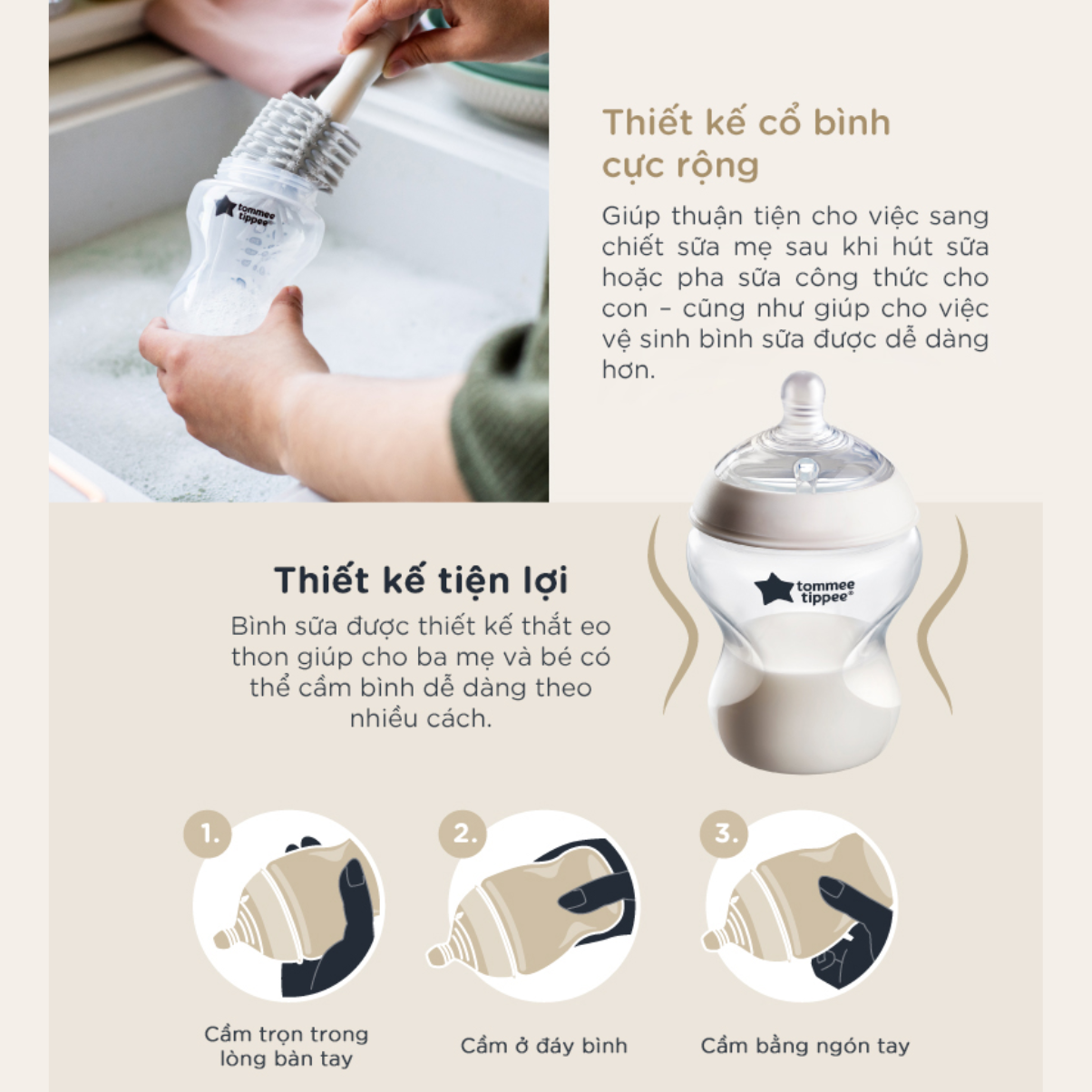 Mô tả Bình Sữa PP Ty Siêu Mềm Tự Nhiên Tommee Tippee Natural Start 150ml, 260ml, 340ml, Cho Bé Từ Sơ Sinh - 3