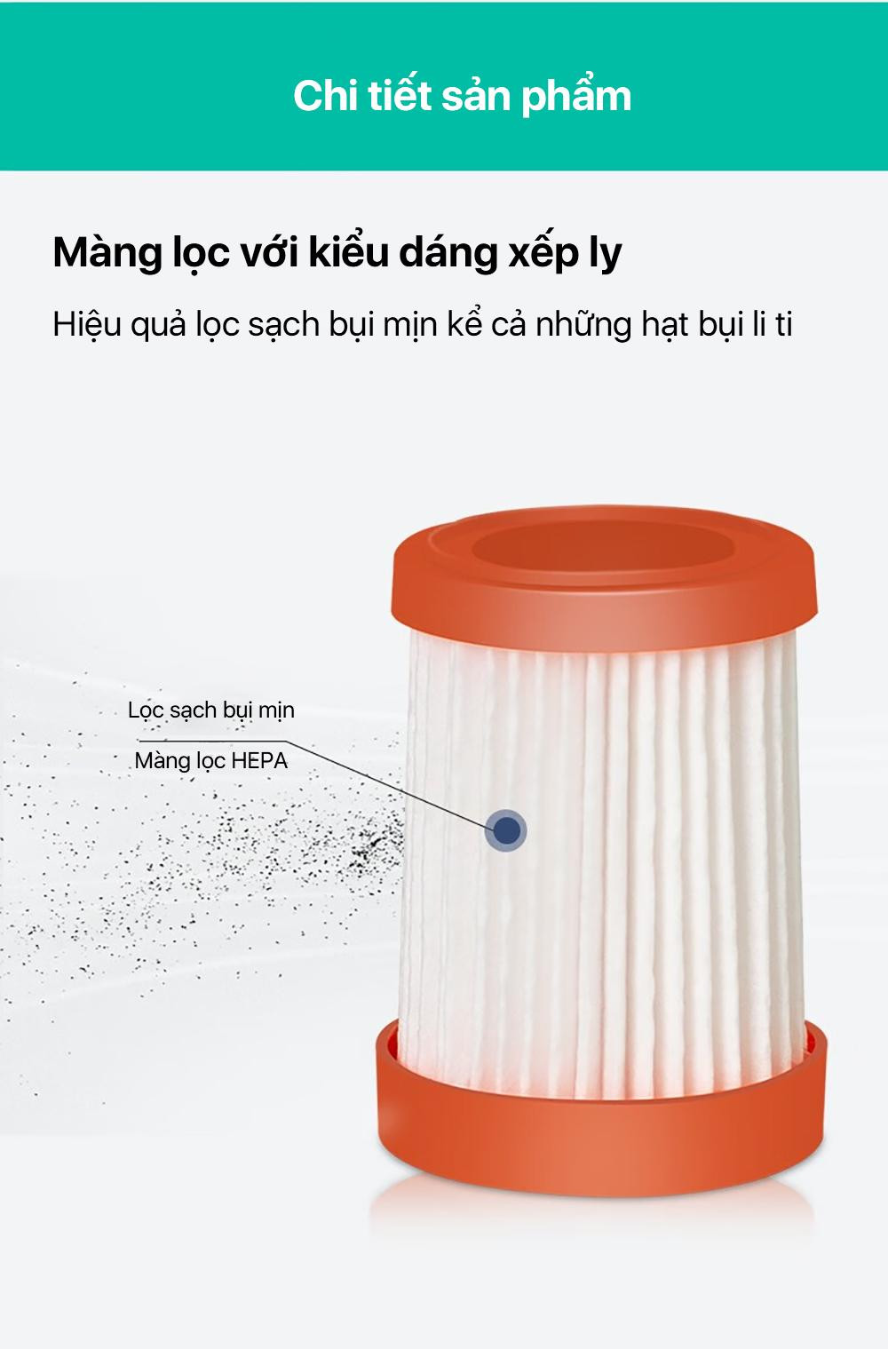 Mô tả Bộ lọc HEPA thay thế cho máy hút bụi giường nệm Deerma CM980 - 2