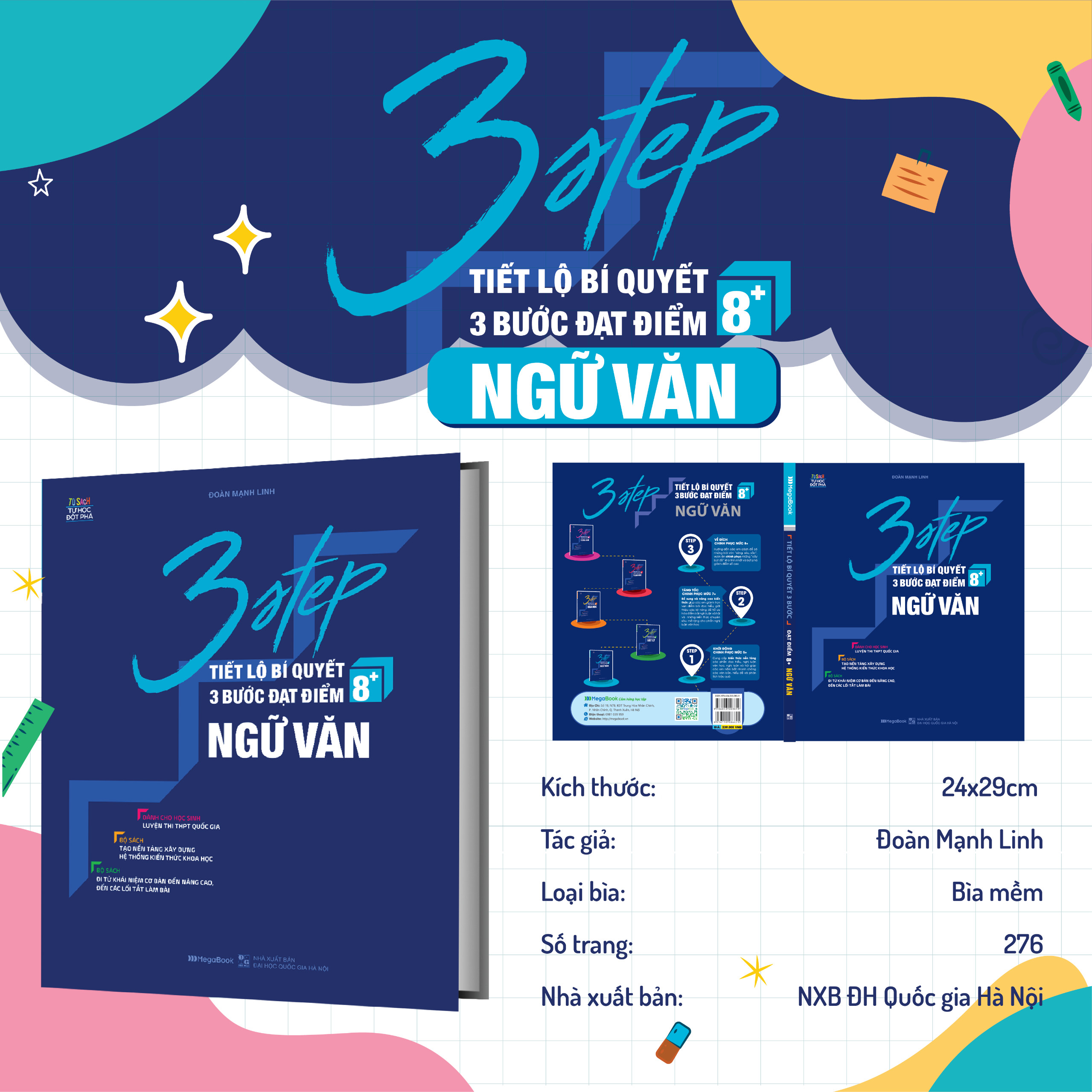 Mô tả Sách 3 Step – Tiết lộ bí quyết 3 bước đạt điểm 8+ Ngữ Văn - 2