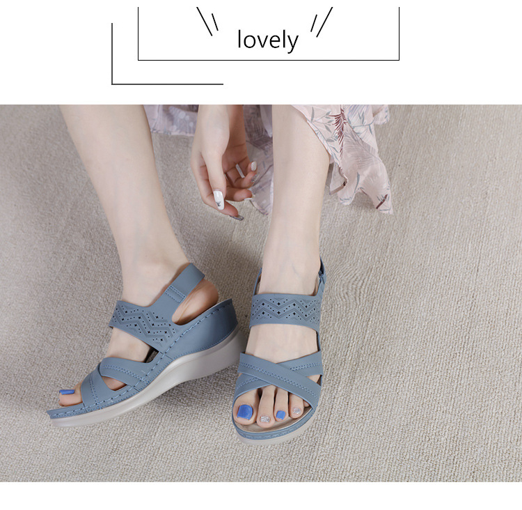 Mô tả Giày Sandal Nữ Đế Xuồng 6Cm Quai Chéo Phong Cách Thời Trang Âu Mỹ 2024 Sang Trọng Đi Làm Đi Chơi Đi Tiệc(Ms042) - 4
