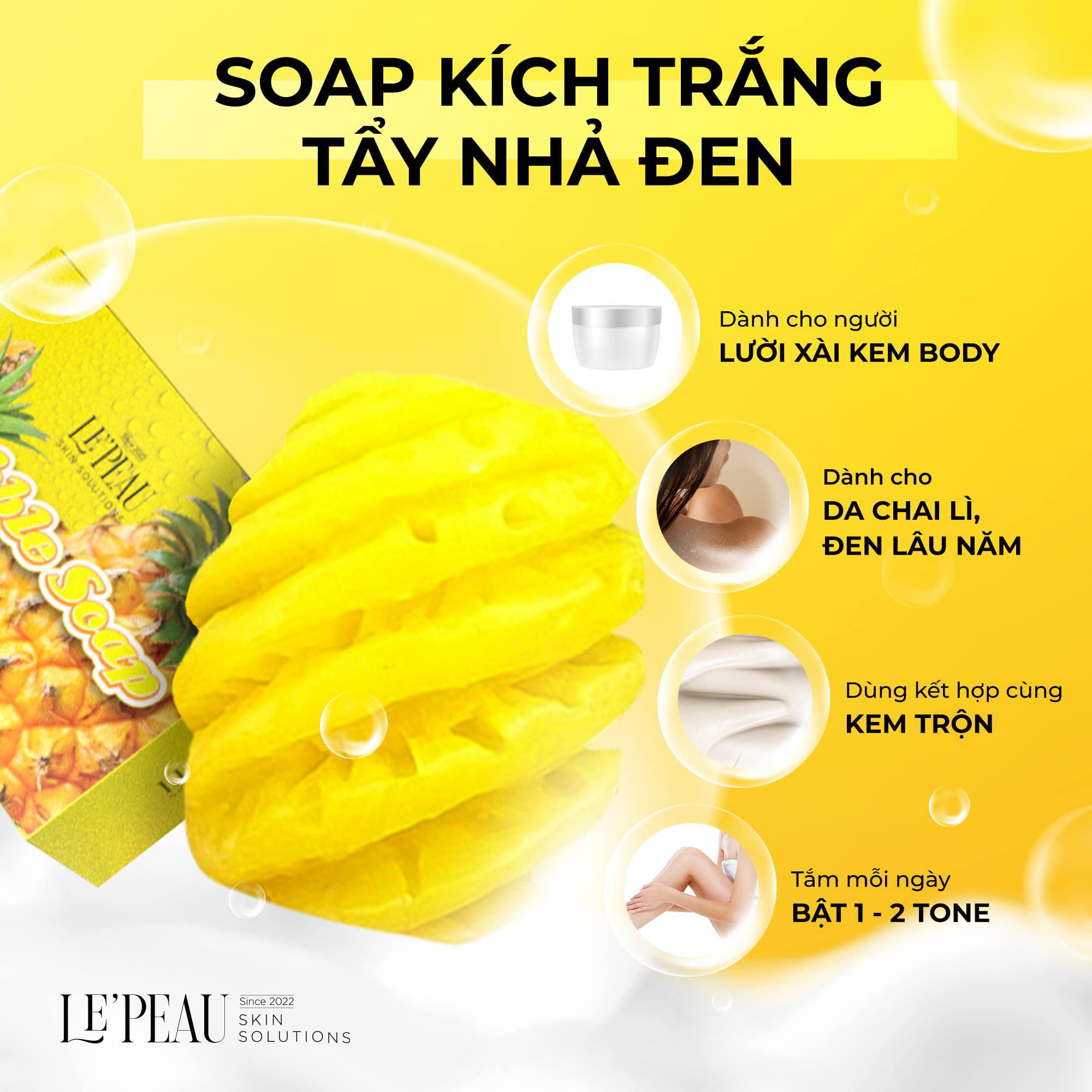 Mô tả Tắm trắng thơm, xà bông tắm trắng body bubble soap, gói tắm da da - LE'PEAU - 3