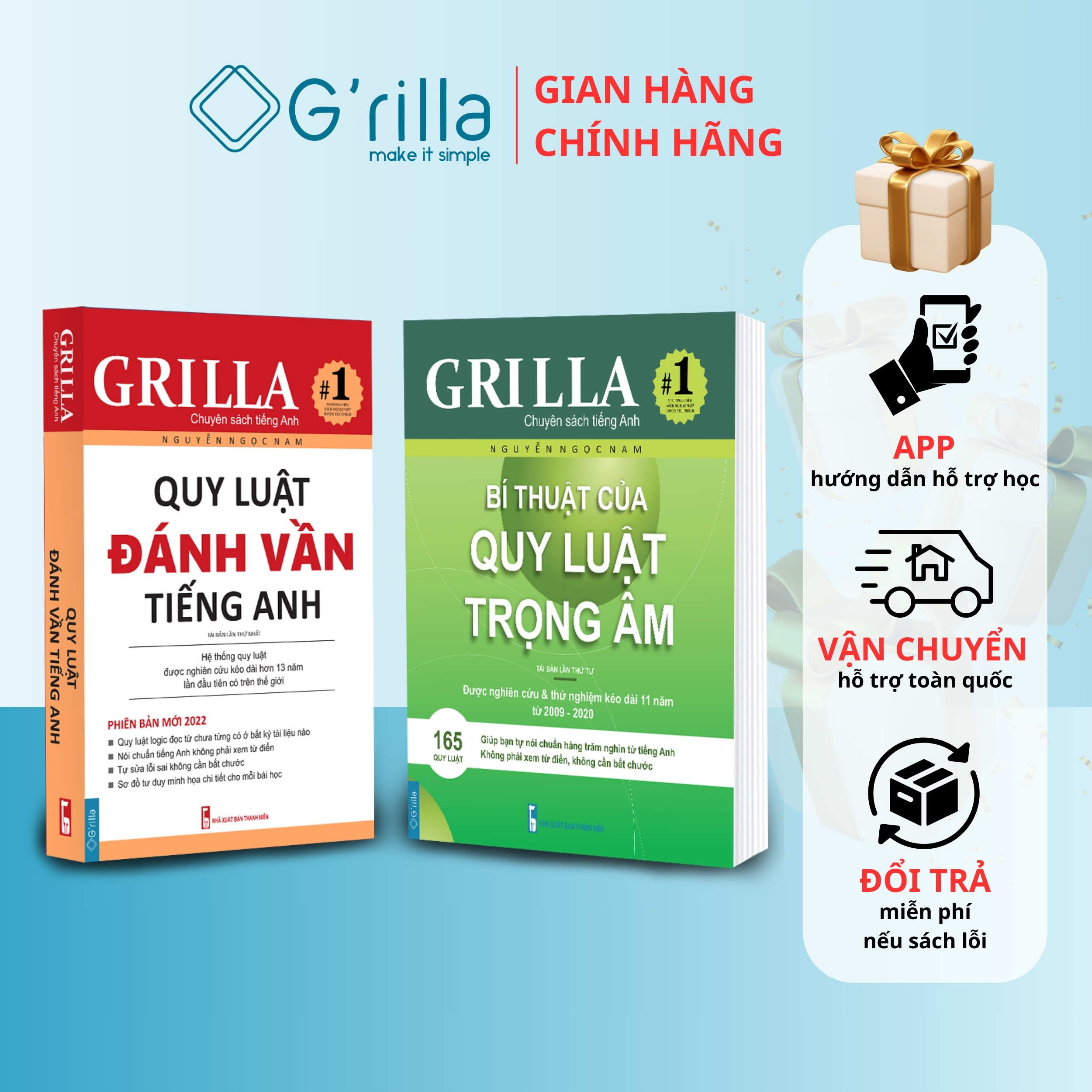 Mô tả Combo Quy luật đánh vần tiếng Anh và Bí thuật của quy luật trọng âm, kèm app Grilla - 1