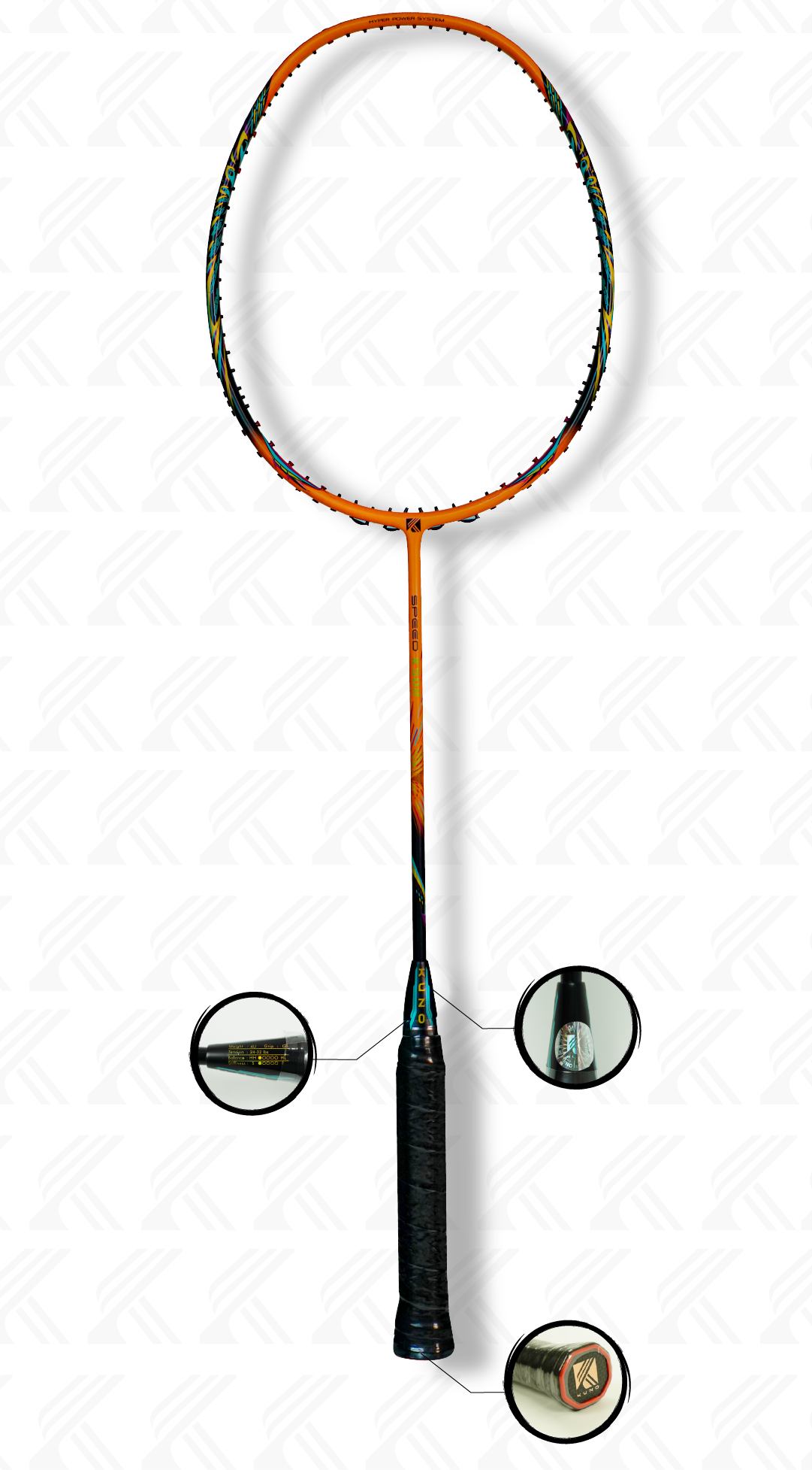 Mô tả Vợt cầu lông 4U KUNO Speed K502 full carbon cao cấp, vợt cầu lông tấn công phản tạt được lựa chọn mức căng - 6