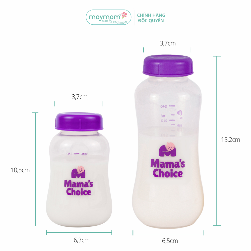 Mô tả Bình Trữ Sữa Cổ Hẹp Tương Thích Máy Hút Sữa Medela, Unimom, Ameda – Bình Đựng Sữa Mama's Choice Dung Tích 150ml - 240ml - 2