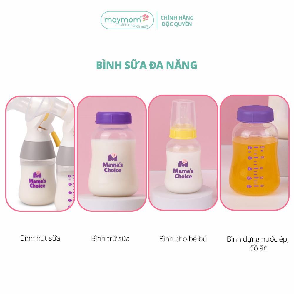 Mô tả Bình Trữ Sữa Cổ Hẹp Tương Thích Máy Hút Sữa Medela, Unimom, Ameda – Bình Đựng Sữa Mama's Choice Dung Tích 150ml - 240ml - 8