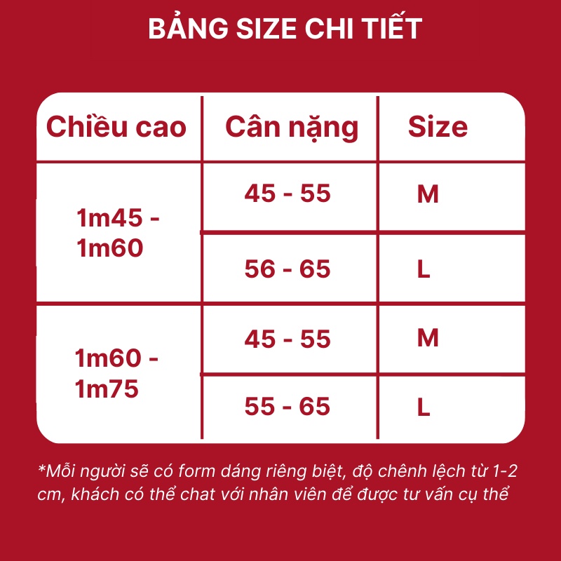 Bảng size Pijama ZENME