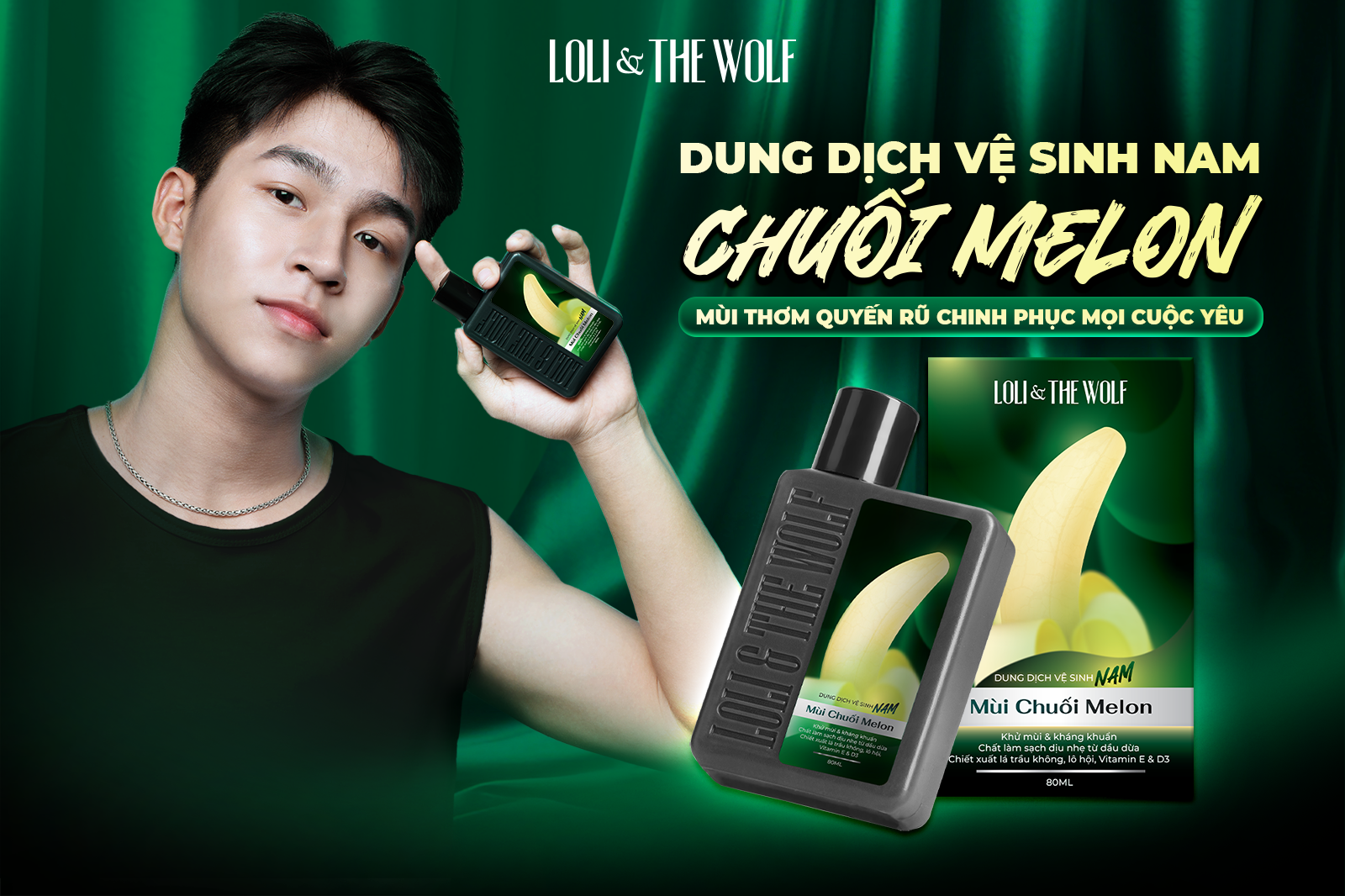 Mô tả Dung Dịch Vệ Sinh Nam Giới Loli & The Wolf On Hương Chuối Melon Tươi Mát Cuốn Hút Chai 80ml - 1
