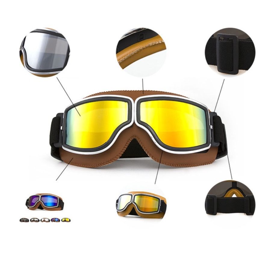 Mô tả Kính Phi công, Kính UV x400, Kính phi công vintage GRO HELMET gắn mũ bảo hiểm 1/2, 3/4 đi phượt chắn bụi hàng chính hãng - 5