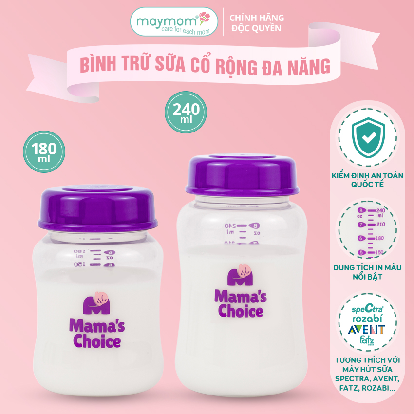 Mô tả Bình Trữ Sữa Cổ Rộng Mama's Choice, Tương Thích Máy Hút Sữa Spectra, Avent, Fatz, Rozabi, Cimilre Dung Tích 180ml-240ml - 2