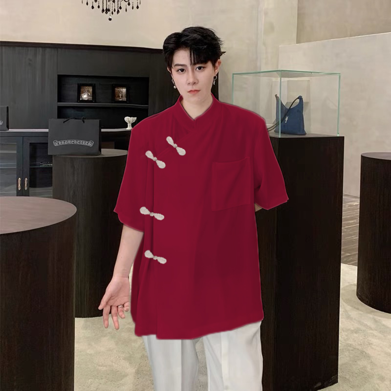 [HỎA TỐC ] Áo shanghai TẾT cổ điển nút tàu vạt chéo form unisex - có ...