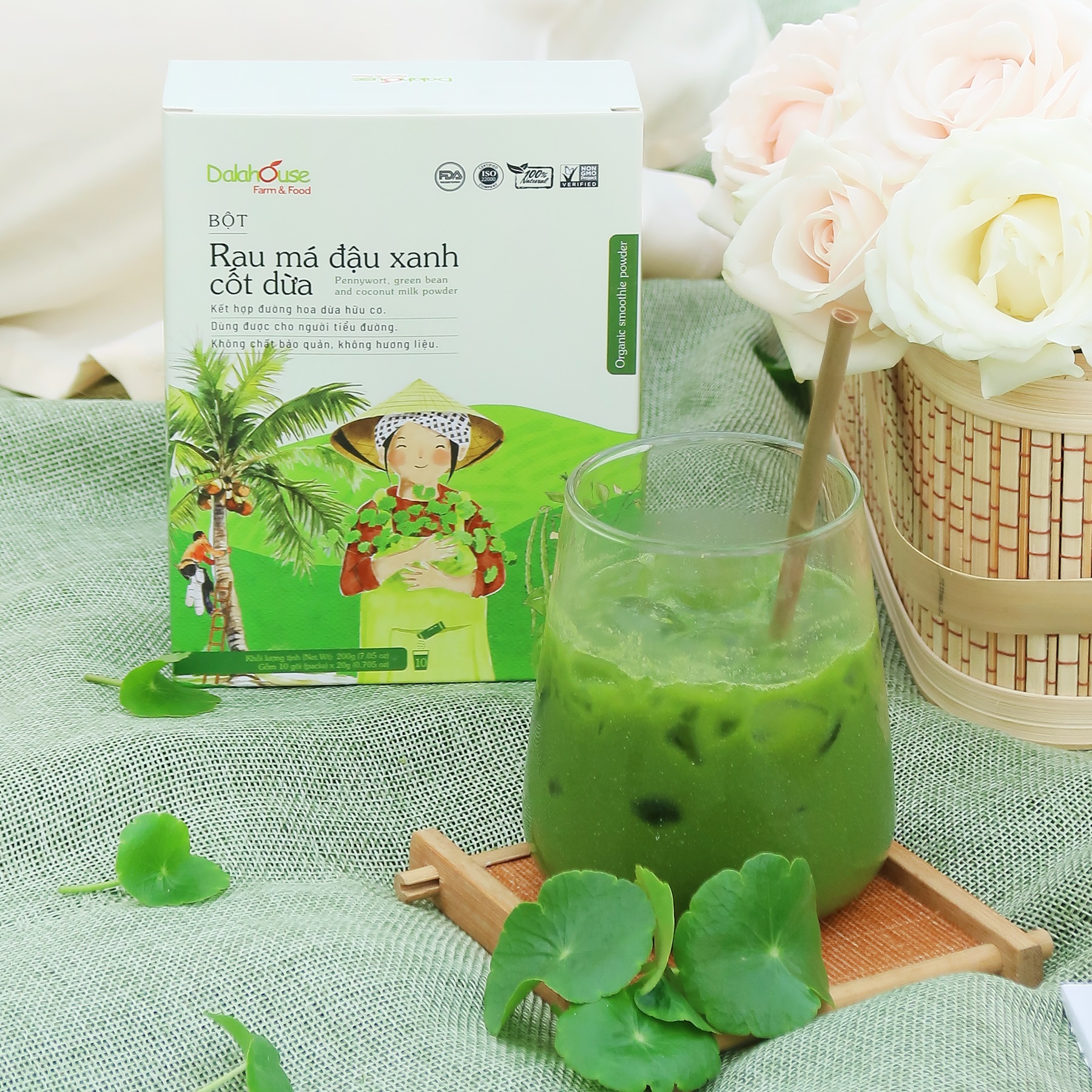 Mô tả Bột rau má đậu xanh cốt dừa hữu cơ Dalahouse thanh nhiệt giải độc cơ thể, làm đẹp da hộp 200 gr - 2