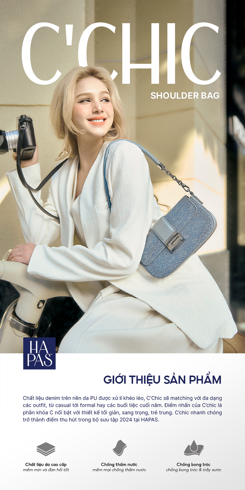 Mô tả Túi Xách Nữ Đai Ngang C' Chic Of Denim In You HAPAS - TDV23056 - 1