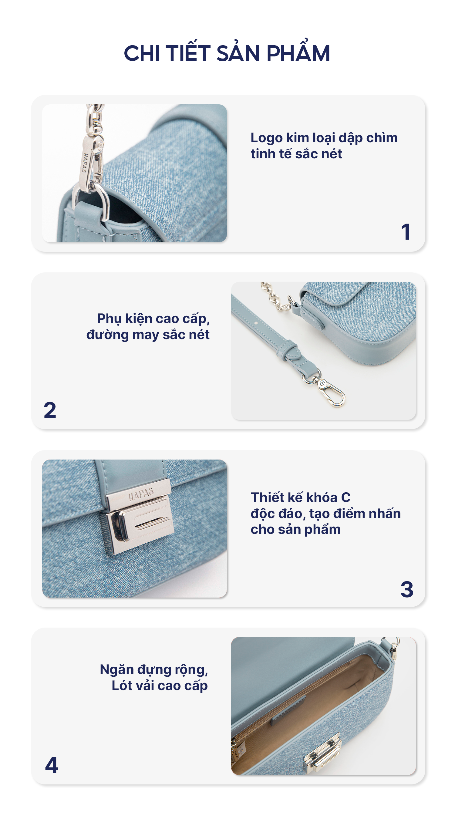 Mô tả Túi Xách Nữ Đai Ngang C' Chic Of Denim In You HAPAS - TDV23056 - 3