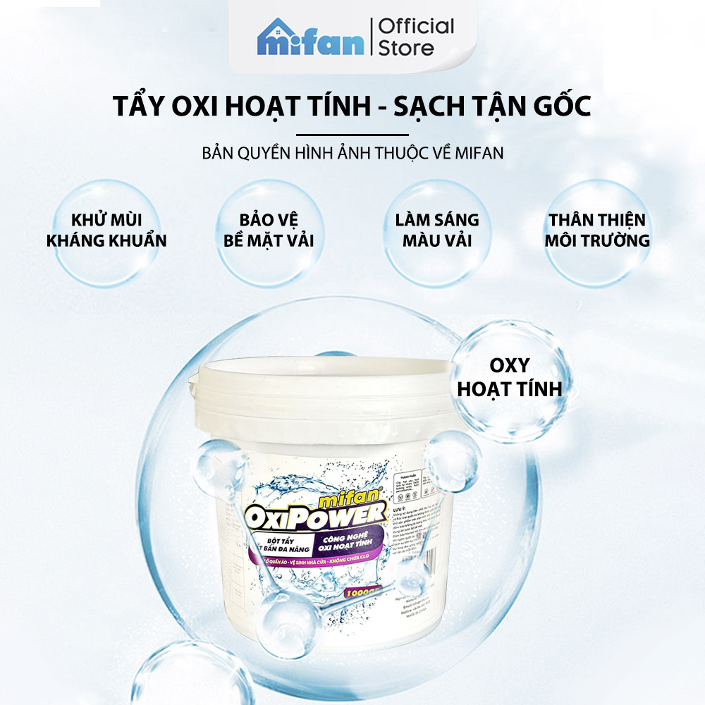 Mô tả Bột Tẩy Trắng Quần Áo Thần Thánh 1100gr Mifan - Làm sạch vải ố vàng, vết bẩn khó giặt - An toàn, không phai màu - 5