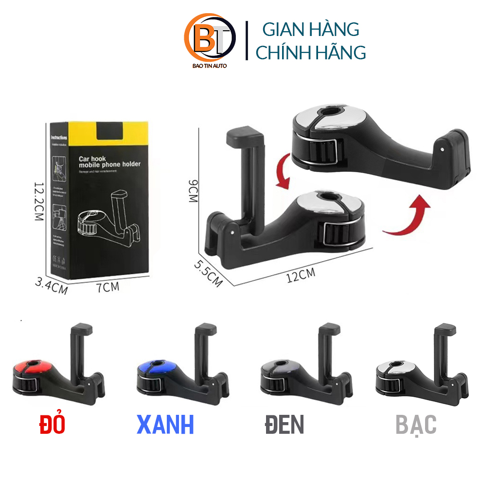 Móc treo đồ trên xe ô tô, chiếc móc kẹp giữ treo đồ sau ghế ô tô, móc ...