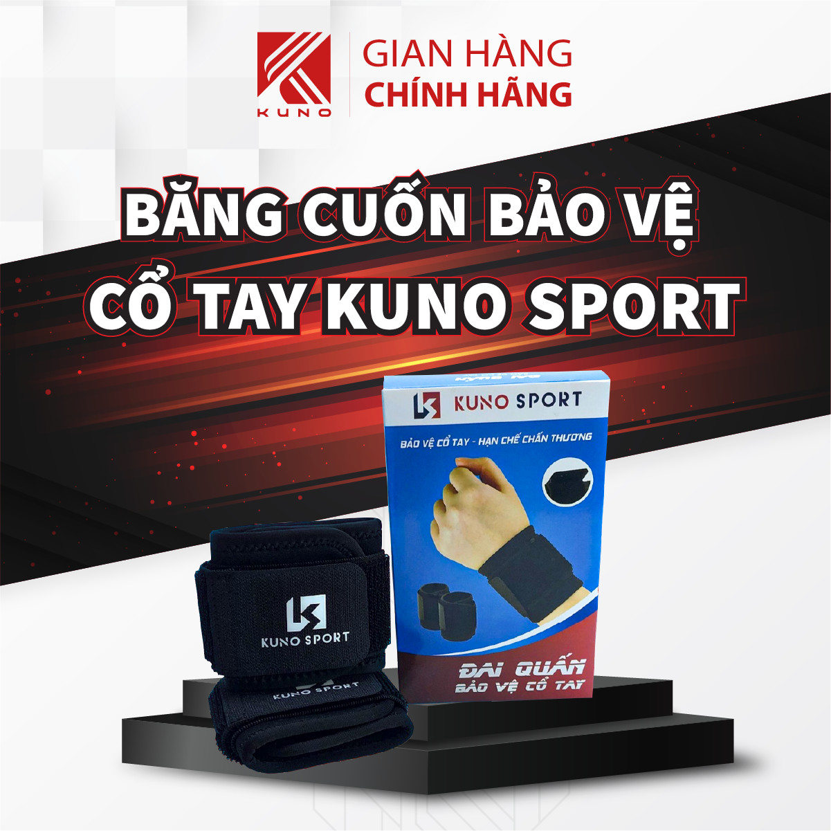 Mô tả Băng bảo vệ cổ tay tập thể thao KUNO có thể điều chỉnh - 1