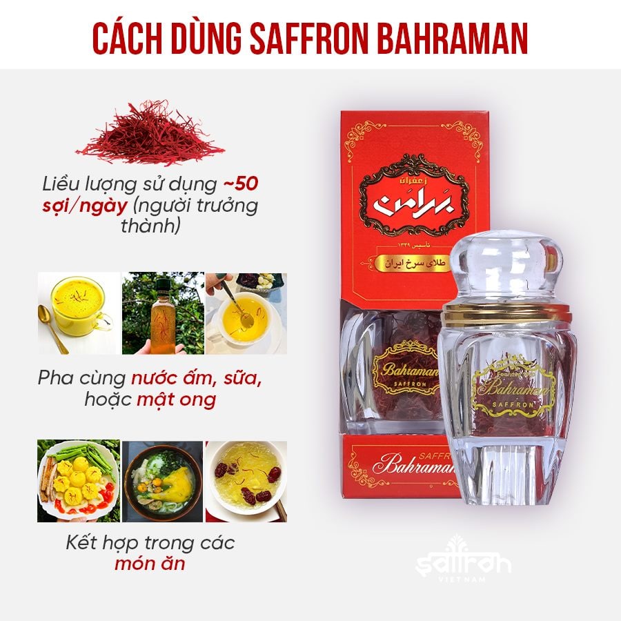 Mô tả Bộ quà tặng tết nhụy hoa nghệ tây Saffron Bahraman 2gr kèm trà hoa - 2
