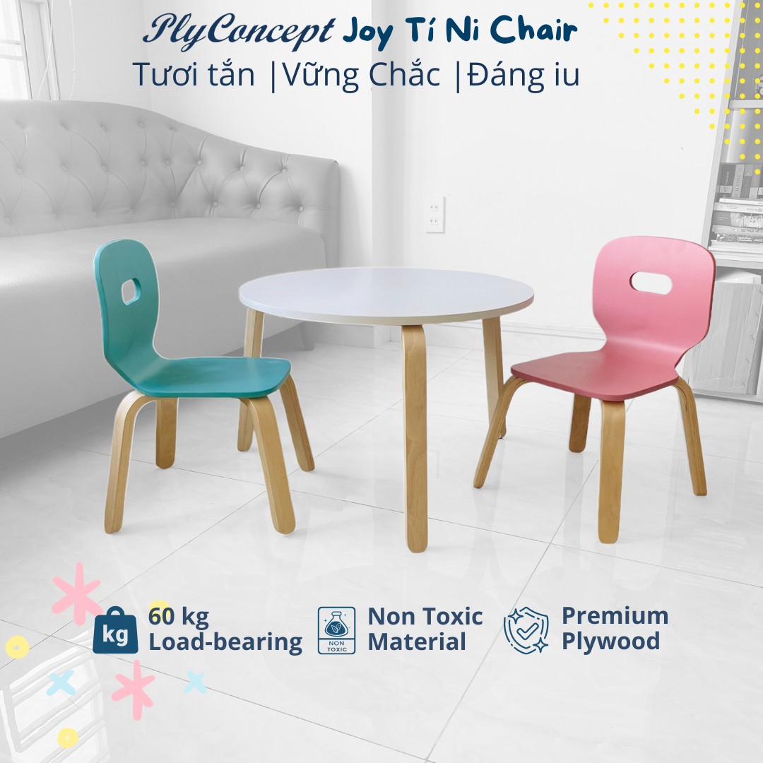 Mô tả Ghế Trẻ Em, Ghế Ăn Dặm, Ghế gỗ cho Bé Montessori, Ghế nhà trẻ - Plyconcept Joy Tí Nị Chair - 1