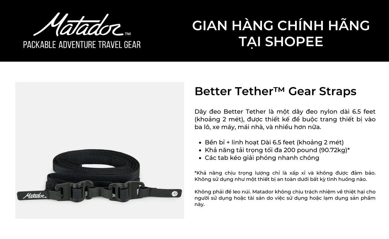 MATADOR Bộ 2 Dây Đai Cố Định Du Lịch Better Tether Gear Straps _ Hàng chính  hãng, Bảo Hành 12 Tháng | Shopee Việt Nam