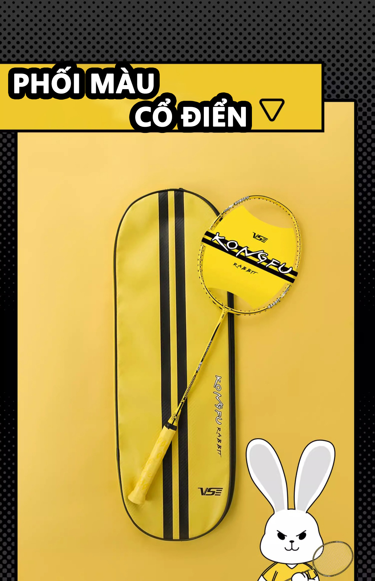 Vợt cầu lông VS Kongfu Rabbit chính hãng 4UG6 carbon graphite, vợt ...