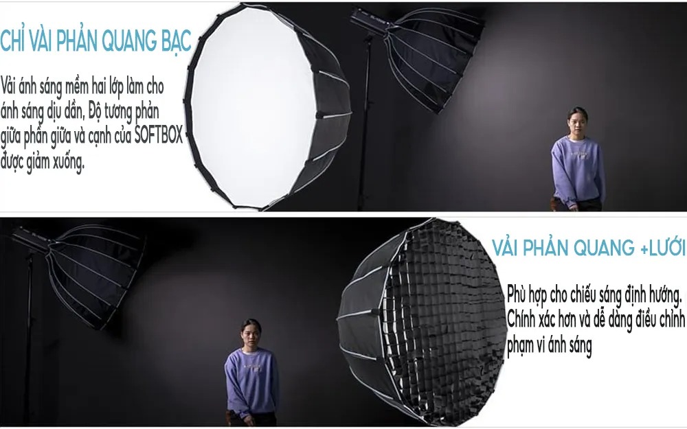 Softbox Lồng Tản sáng Parabolic 90cm Có Lưới Grid Thao tấc nhanh Dùng ...