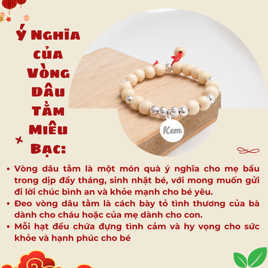 Mô tả Vòng dâu tằm cho bé sơ sinh mix charm bi bạc, Miêu Bạc Quà thôi nôi dành tặng cho bé [KHẮC TÊN MIỄN PHÍ] MT45 - 2