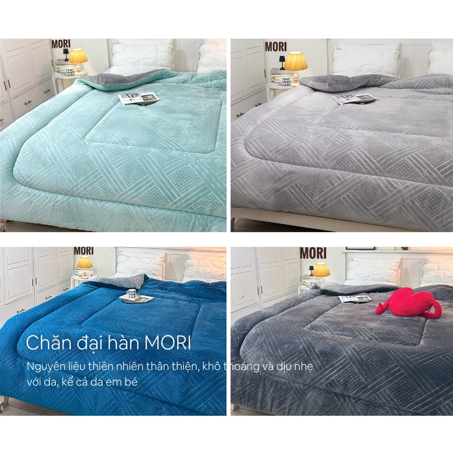 Mô tả Chăn Đại Hàn Lông Thỏ Nhung Tuyết Mori Yuki Mịn Decor Chăn Siêu Ấm 2mx2m2 Nặng 3kg - 1