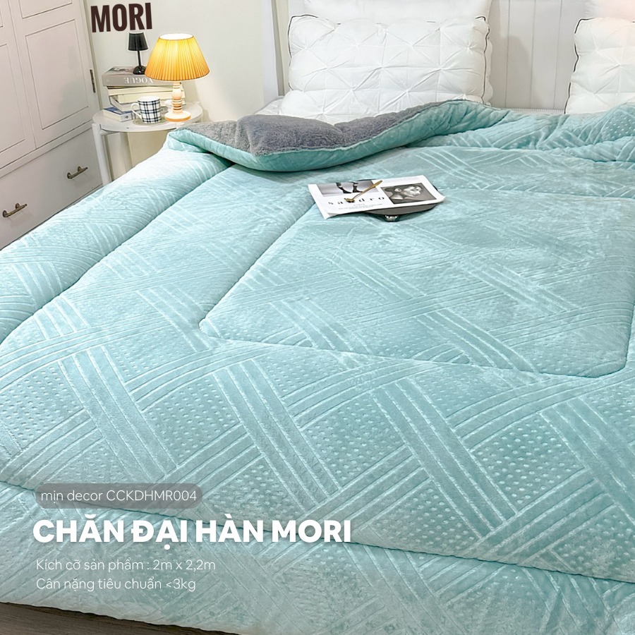 Mô tả Chăn Đại Hàn Lông Thỏ Nhung Tuyết Mori Yuki Mịn Decor Chăn Siêu Ấm 2mx2m2 Nặng 3kg - 2