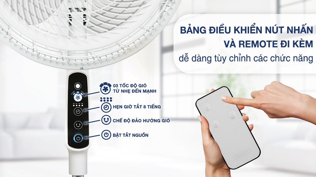 Mô tả Quạt đứng có điều khiển từ xa Tefal Turbo Silence Plus VH689690 - Gió đối lưu đa chiều - 7