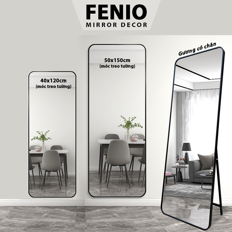 Mô tả Gương soi toàn thân FENIO viền hợp kim nhôm hình chữ nhật khung màu đen, vàng, bạc - 1