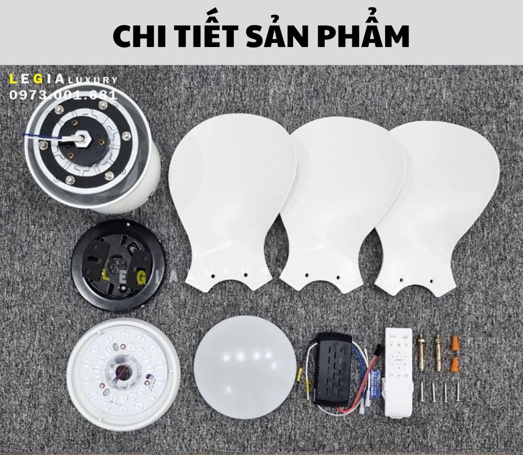 Mô tả Quạt Trần Mini Có Đèn LÊ GIA LGFAN730T - Chiều Cao 22cm - Sải Cánh 61cm - Bảo Hành 5 Năm - 8