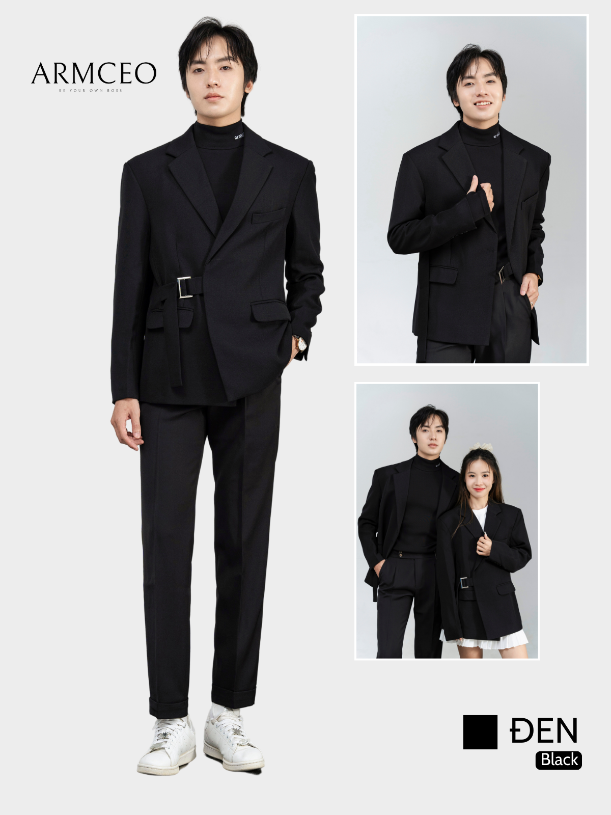 Mô tả Áo blazer nam cao cấp  ARMCEO LUX đai cài, có đệm vai, form tôn dáng chuẩn Hàn Quốc -ARK01 - 10
