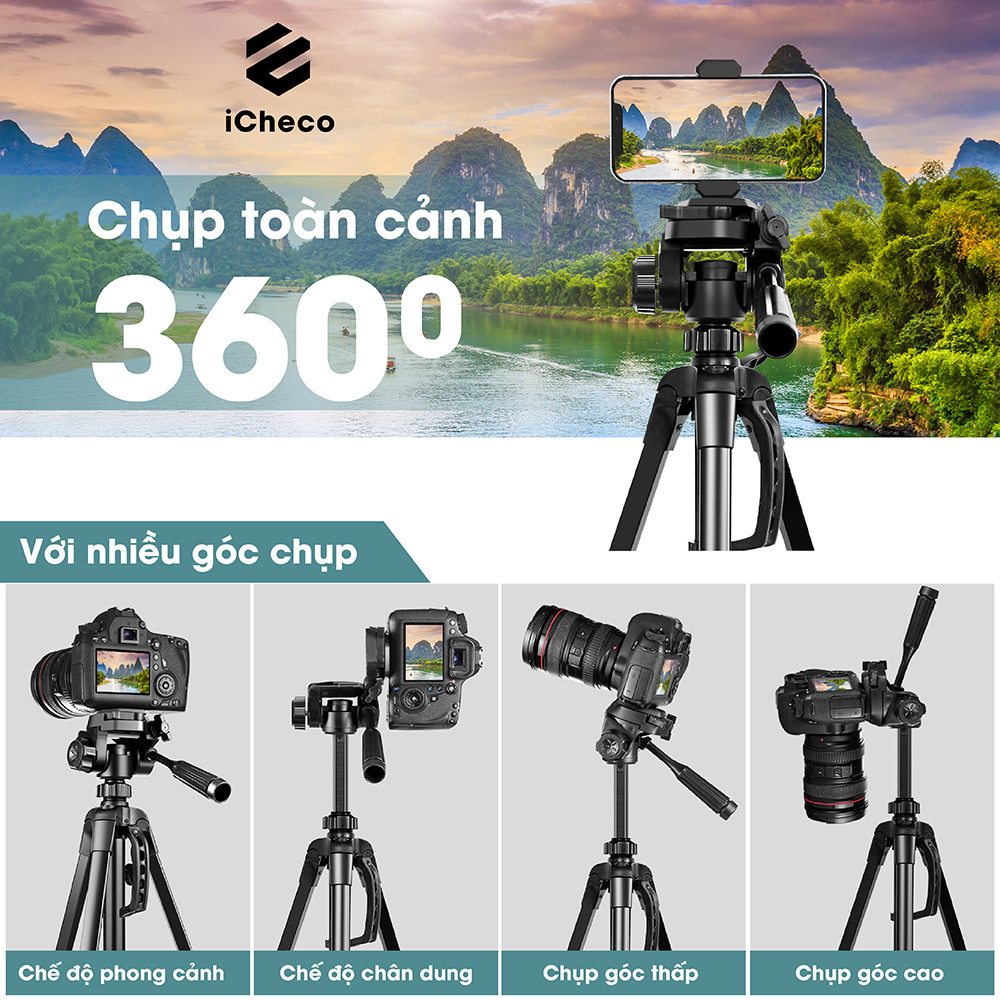 Chân quay máy ảnh tripod điện thoại thiết kế chắc chắn có túi đeo tặng ...