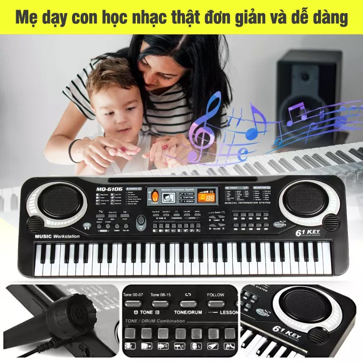 Mô tả Đàn Organ điện tử 61 phím kèm mic cho bé MQ-6106 - 2