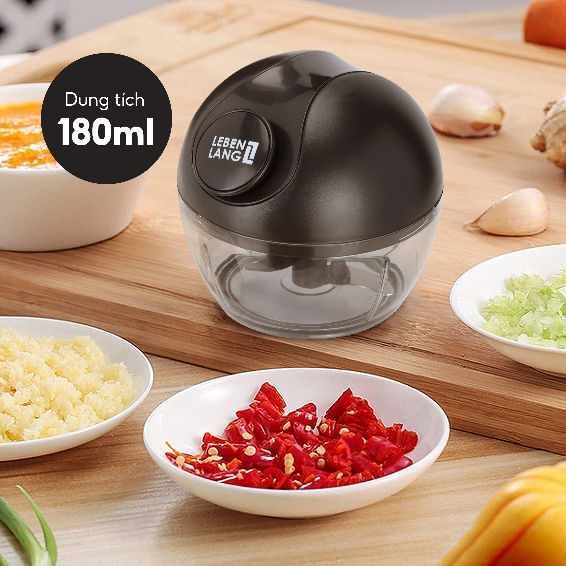 Mô tả Dụng cụ xay tỏi ớt, thực phẩm Lebenlang LBL3999, 180ml, lưỡi dao xay bén, dây kéo rút tiện lợi - 4