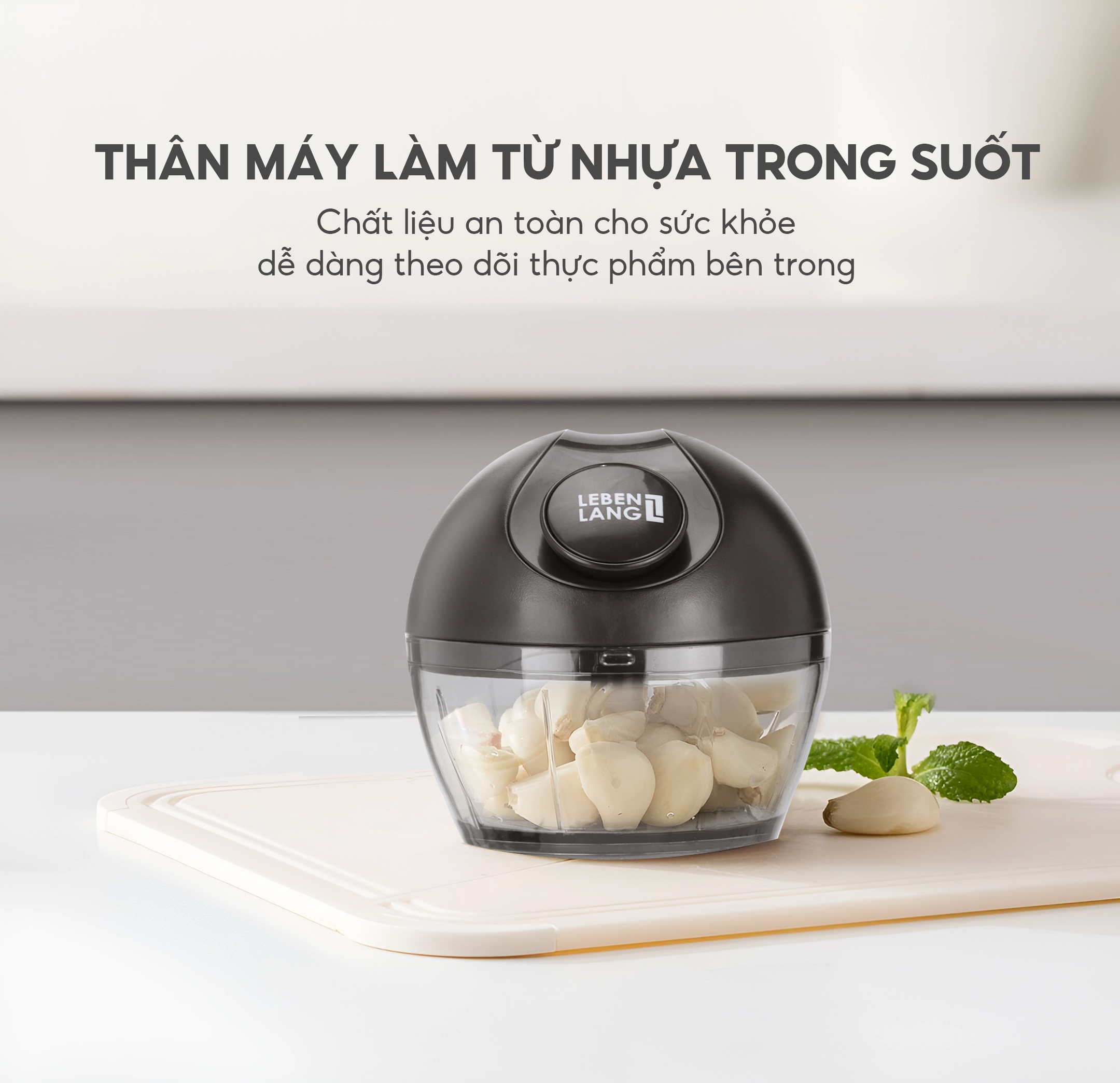 Mô tả Dụng cụ xay tỏi ớt, thực phẩm Lebenlang LBL3999, 180ml, lưỡi dao xay bén, dây kéo rút tiện lợi - 5