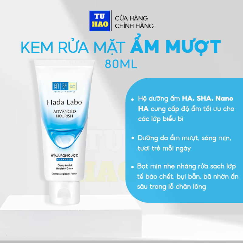 Mô tả Sữa rửa mặt Hada Labo dưỡng ẩm, dưỡng trắng  80g - Từ Hảo - 4