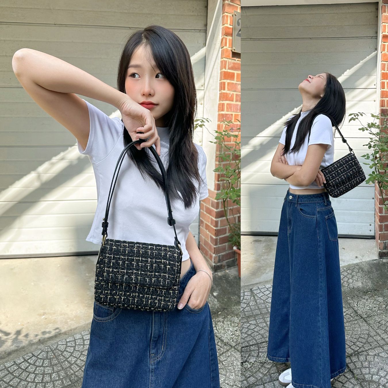 Mô tả Túi xách Vuông Shop®️ vải tweed sang trọng đeo vai và đeo chéo vừa điện thoại đi tiệc đi chơi thanh lịch - 5