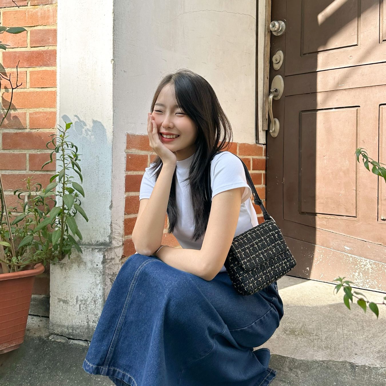 Mô tả Túi xách Vuông Shop®️ vải tweed sang trọng đeo vai và đeo chéo vừa điện thoại đi tiệc đi chơi thanh lịch - 7