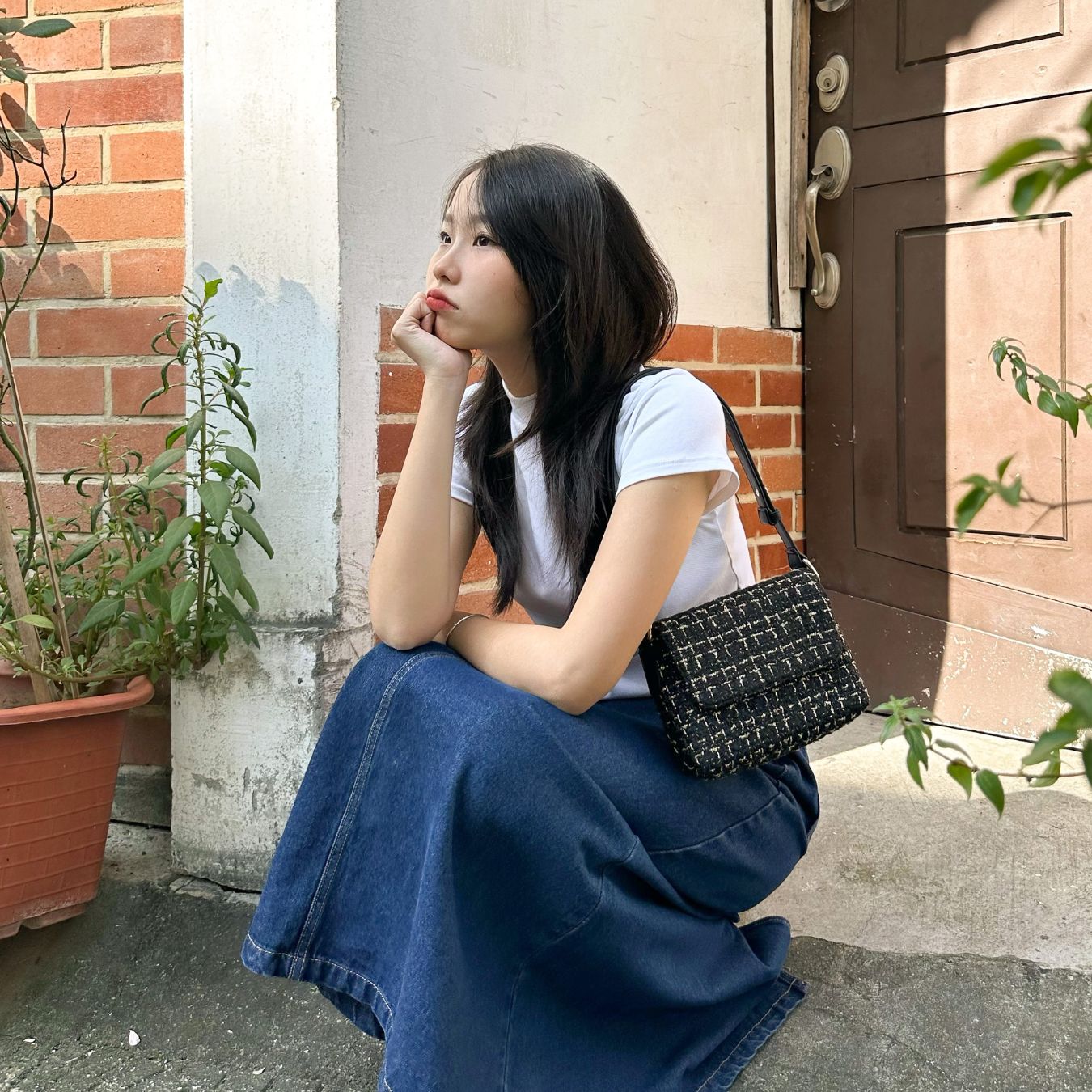Mô tả Túi xách Vuông Shop®️ vải tweed sang trọng đeo vai và đeo chéo vừa điện thoại đi tiệc đi chơi thanh lịch - 8