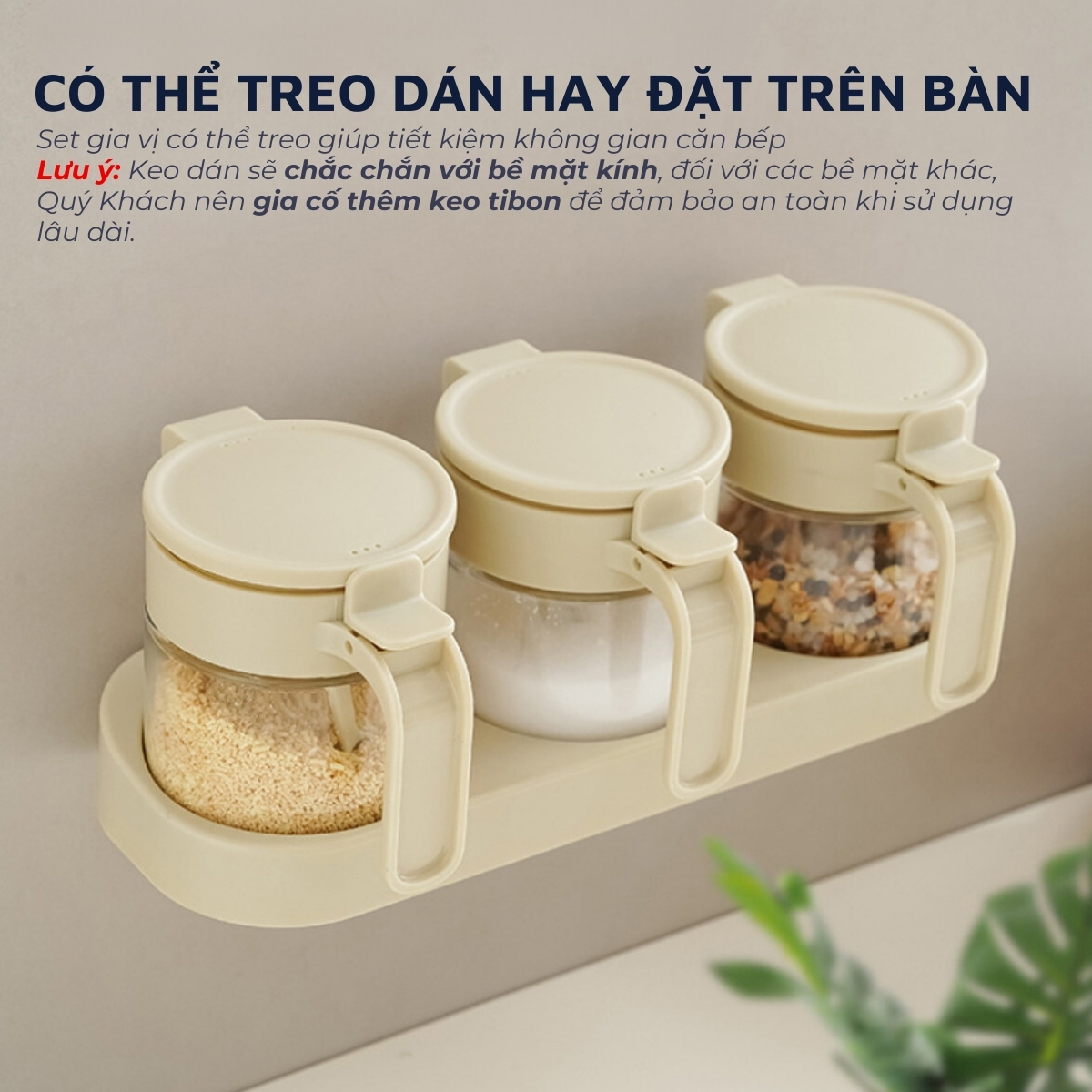Mô tả Set 3 hũ (lọ) đựng gia vị kèm khay DandiHome 250ml thủy tinh cao cấp tặng muỗng - 4