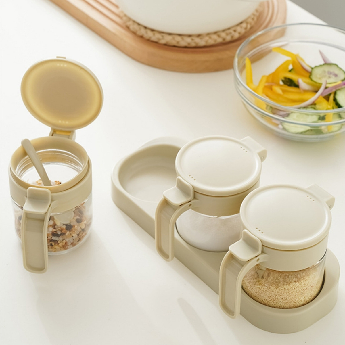 Mô tả Set 3 hũ (lọ) đựng gia vị kèm khay DandiHome 250ml thủy tinh cao cấp tặng muỗng - 10