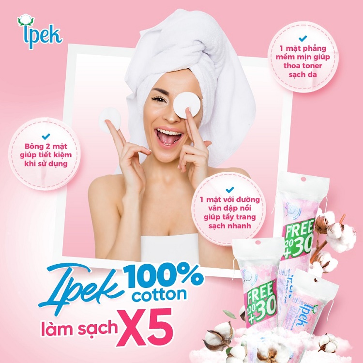 Mô tả Bông tẩy trang Ipek siêu mềm mịn 80 miếng - IPEK0051 - 6